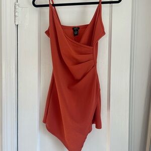 Salmon Asymmetrical Tight Romper